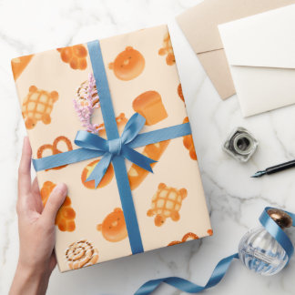 Papel De Presente Pão de Variedade da Padaria Fluffy Estilo Japonês 