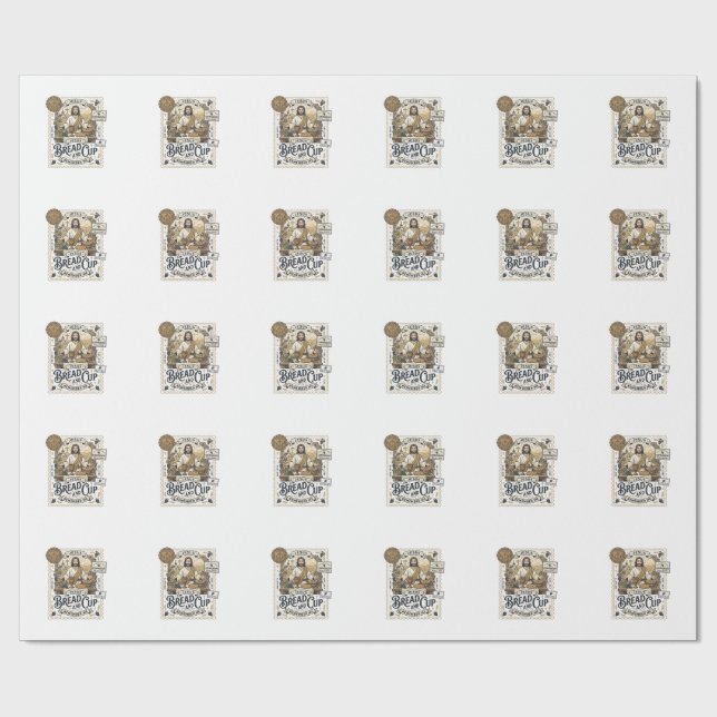Papel De Presente Pão E Cálice Jesus Comunhão Fé Cristã Vint (Aberto)