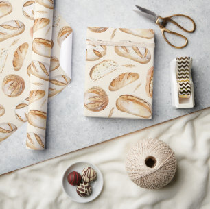 Papel De Presente Pão Marrom Bege Creme Comida