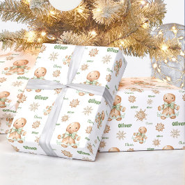 Papel De Presente Pão-Pão-Pão Nome Menino Texto Natal