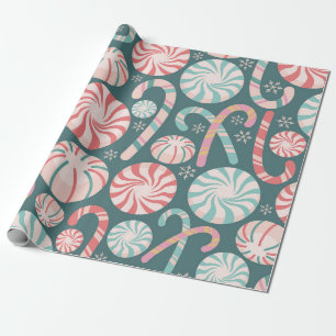Papel De Presente Pão-Peppermint Doce Cane Sem Costura