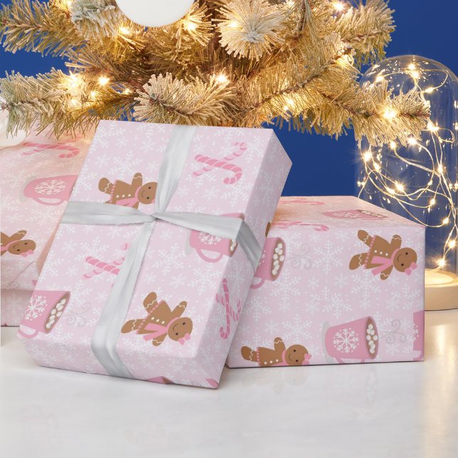 Papel De Presente Pão Rosa Natal (Feriados)