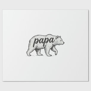 Papel De Presente Papa Urso Desenho Vetorial de Gravura Vintage_1