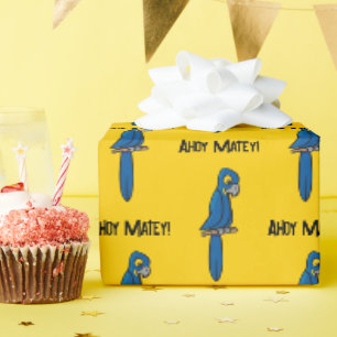 Papel De Presente Papagaio Pirata Desenho Animado Ahoy Matey, Arara