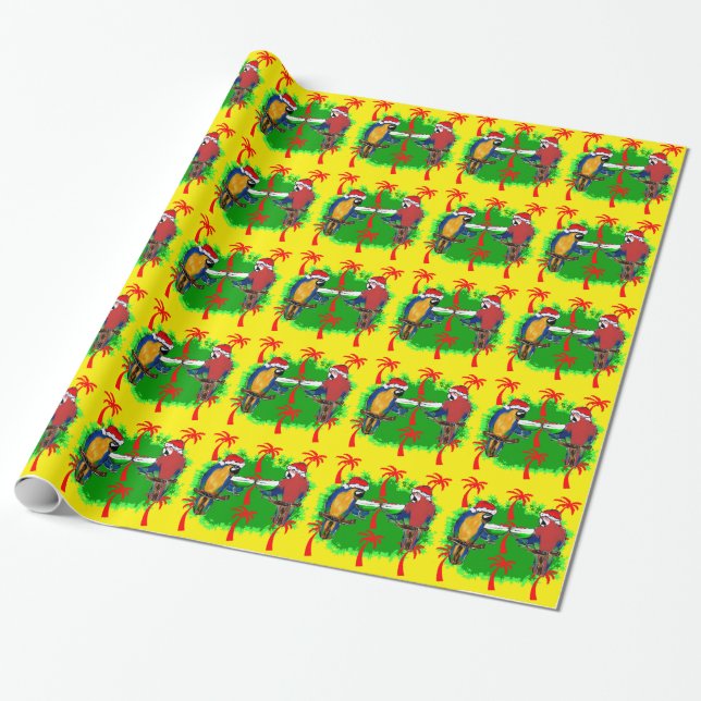 PAPEL DE PRESENTE PAPAGAIOS DE NATAL (Desenrolado)