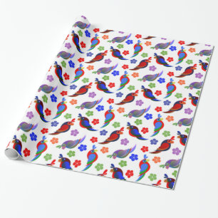 Papel De Presente Papagaios e Flores