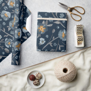 Papel De Presente Papagaios Encantadores Cinzas Amarelas