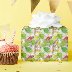 Papel De Presente Papagaios Tropicais