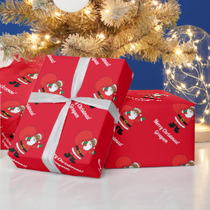 Papel De Presente Papai Noel Africano Americano Feliz Natal Vermelho