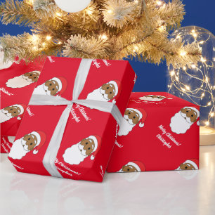 Papel De Presente Papai Noel Americano Canto Feliz Natal Vermelho