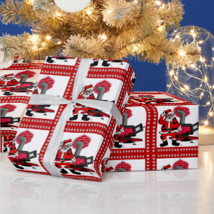 Papel de Presente Papai Noel Antigo e Fogão a Carv