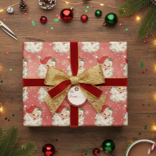 Papel De Presente Papai Noel Aquarela Vintage Retrô  