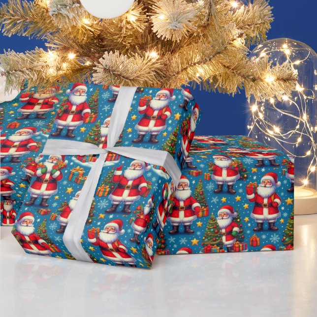 Papel De Presente Papai Noel Árvores de Natal Presentes Alegre (Feriados)