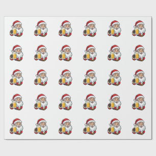 Papel De Presente Papai Noel Bebendo Cerveja Gráfico de Natal