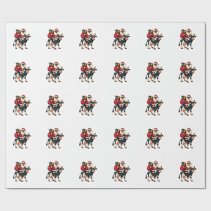 Papel De Presente Papai Noel Bigfoot Vintage Montado Vaca Natal Engr