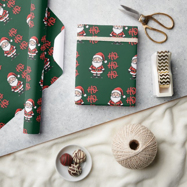 Papel De Presente Papai Noel Bonito Ho Ho Ho Natal (Artesanato)