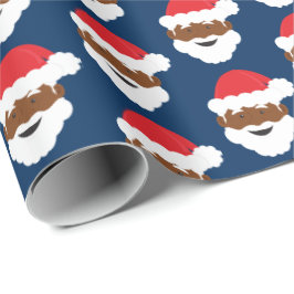 Papel De Presente Papai Noel Brown Skin Blue Christmas