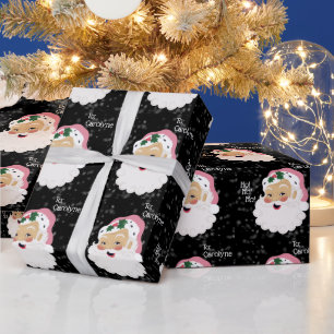 Papel De Presente Papai Noel Clássico Chapéu Rosa Personalizado