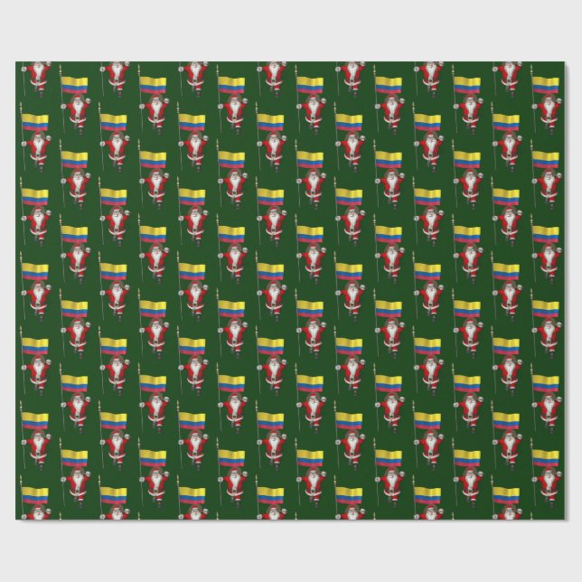 Papel De Presente Papai Noel Com Alferes Da Colômbia (Aberto)
