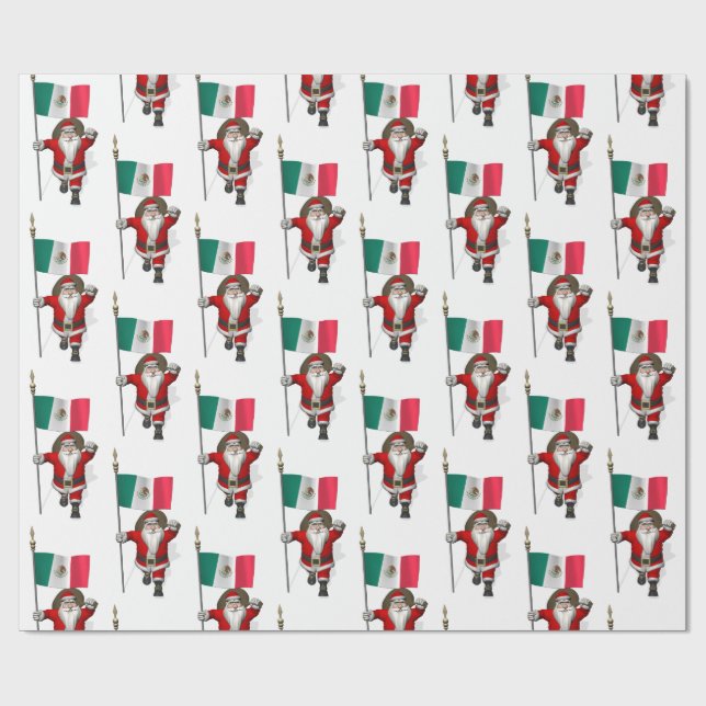 Papel De Presente Papai Noel Com Alferes Do México (Aberto)