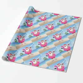 Papel De Presente Papai Noel com anel inflável flamingo