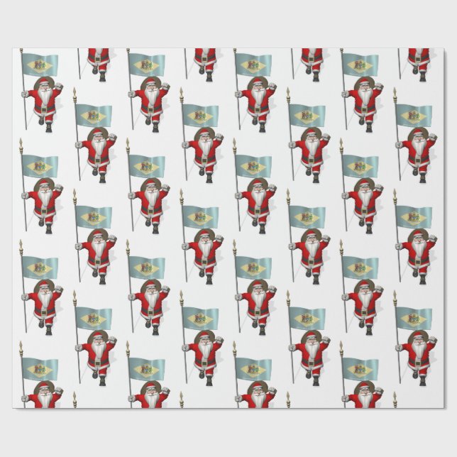 Papel De Presente Papai Noel Com Bandeira De Delaware (Aberto)