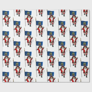 Papel De Presente Papai Noel Com Bandeira De Idaho