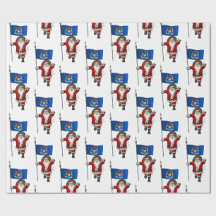 Papel De Presente Papai Noel Com Bandeira De Michigan