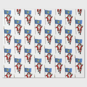 Papel De Presente Papai Noel Com Bandeira Do Oregon