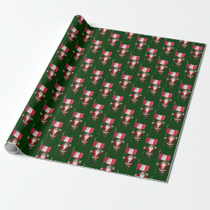 Papel De Presente Papai Noel Com Bandeira Do Peru