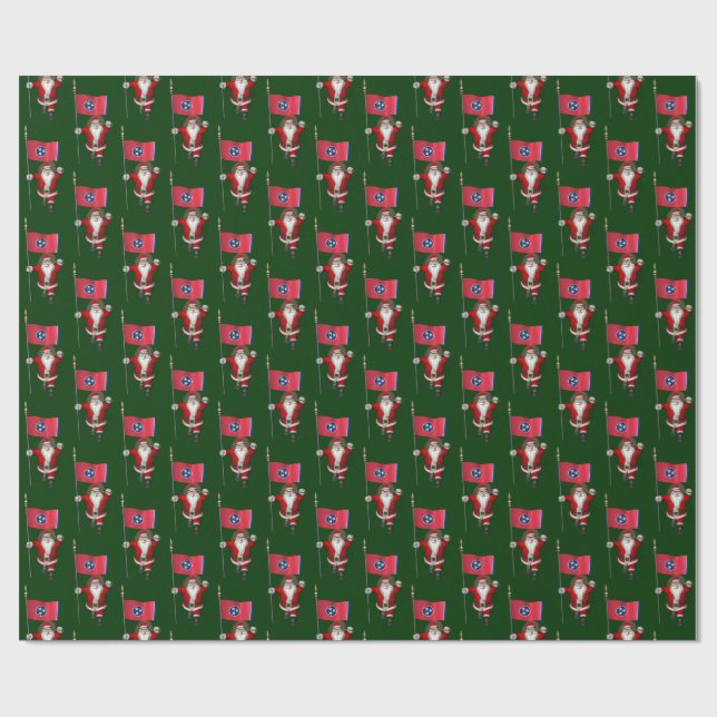 Papel De Presente Papai Noel Com Bandeira Do Tennessee (Aberto)