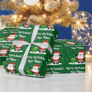 Papel De Presente Papai Noel com desenho animado de sapo divertido N