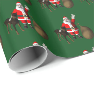 Papel De Presente Papai Noel com Doberman Pinscher