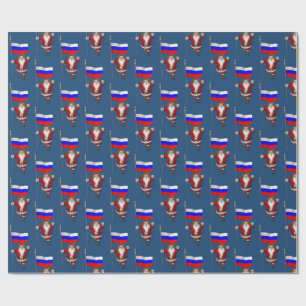 Papel De Presente Papai Noel Com Estandarte Da Rússia