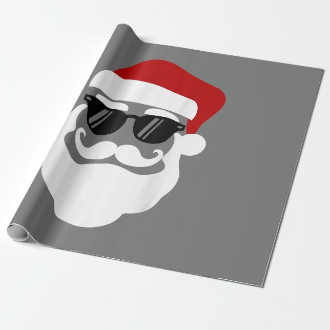 Papel De Presente Papai Noel com Óculos de Sol Design de Natal Diver (Desenrolado)