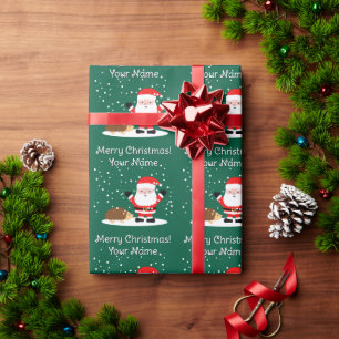 Papel De Presente Papai Noel com ouriço desenho animado Natal das cr