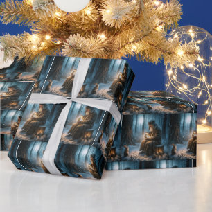Papel De Presente Papai Noel com um Coelho