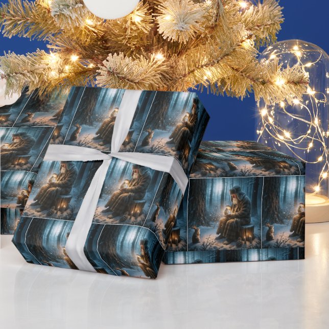 Papel De Presente Papai Noel com um Coelho (Feriados)