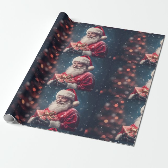 Papel De Presente Papai Noel com uma design de Natal presente (Desenrolado)