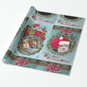 PAPEL DE PRESENTE PAPAI NOEL, COROA DO NATAL, MODELO VERMELHO DA