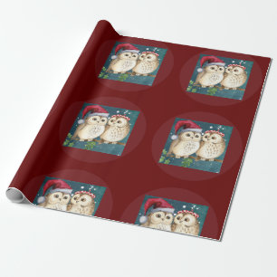 Papel De Presente Papai Noel coruja bonita de natal chapéu de neve
