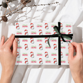 Papel De Presente Papai Noel de Aquarela Vermelho Verde Natal Crianç