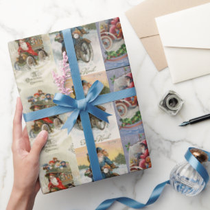 Papel De Presente Papai Noel de Automóvel Antigo Natal
