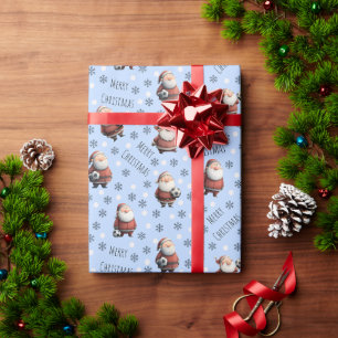 Papel De Presente Papai Noel de Futebol em Azul Bebê