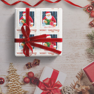 Papel De Presente Papai Noel de Natal chique sob a neve com presente