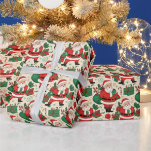 Papel De Presente Papai Noel de Natal dos anos 1950
