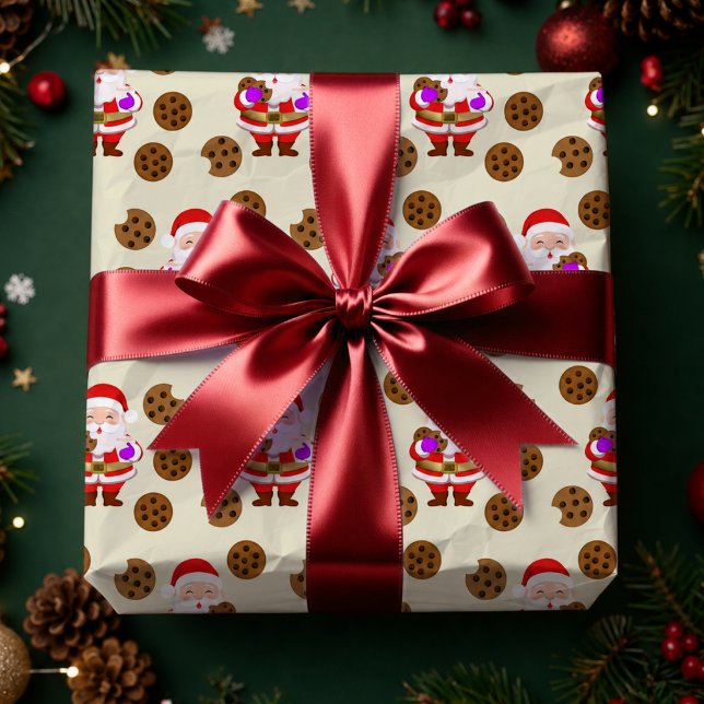 Papel De Presente Papai Noel de Natal e Biscoito  (Making Christmas joyful and fun with cute hand drawn paper will always have your person smiling.)