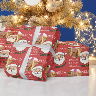 Papel De Presente Papai Noel de Natal Fofo Personalizado Foto Crianç