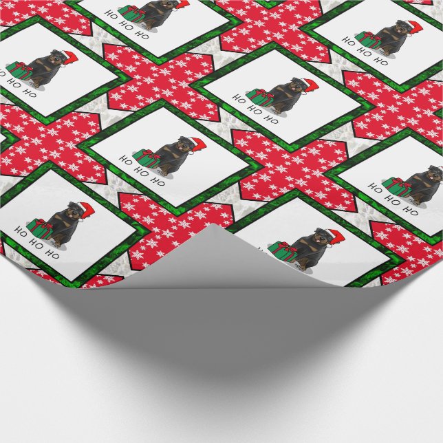Papel De Presente Papai Noel de Natal Que Rottweiler Cachorro Engraç (Ponta)
