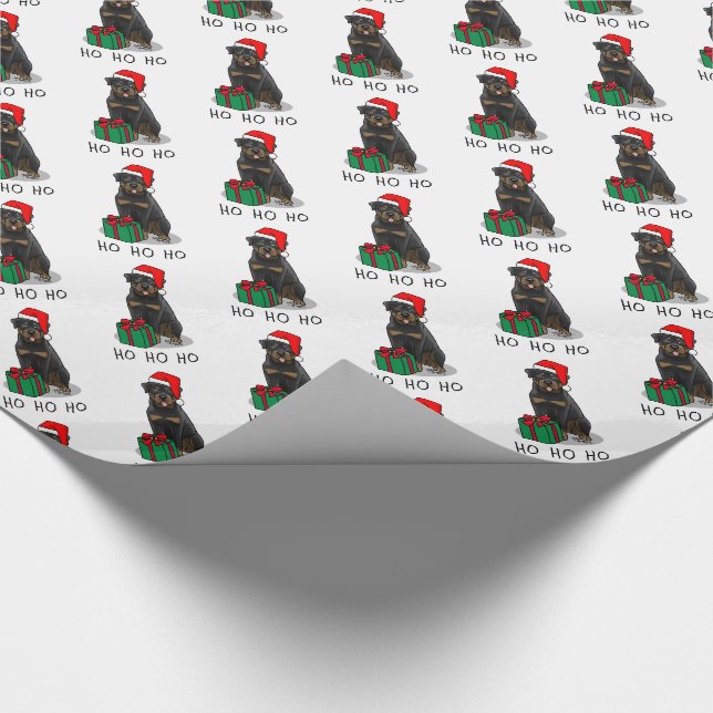 Papel De Presente Papai Noel de Natal Que Rottweiler Cachorro Engraç (Ponta)